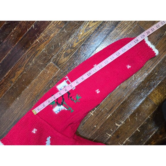 Vintage Belle Pointe Red Knit Christmas Cardigan Sweater - Picture 14 of 16